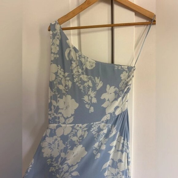 NEW Reformation Evelyn Maxi Dress One Shoulder Side Slit Aliso Blue Floral  sz 2 - Picture 12 of 15